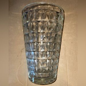 Vintage Eo Brody Clear Diamond Glass Flower Vase-Mid Century 10 Inch